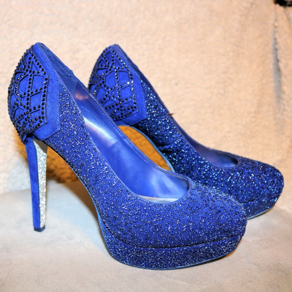 Gianni Bini blue glitter heels